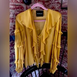 Silk blouse, beautiful gold color.